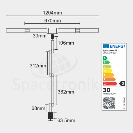 Duża Lampa Biurkowa LED CRI 95 Bezcieniowa Spacetronik Glow D3 z Regulacją Czarna 35W