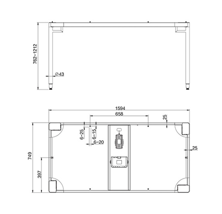 Spacetronik elektrischer Schreibtisch SPE-O422B