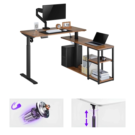 OUTLET Elektryczne, narożne Biurko z regulacją wysokości Spacetronik Loris SPE-L120BB Kolor Czarny - zdjęcie 2