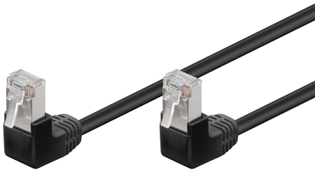 Kabel LAN Patchcord CAT 5e F/UTP CZARNY KĄTOWY 2x90st. 3m