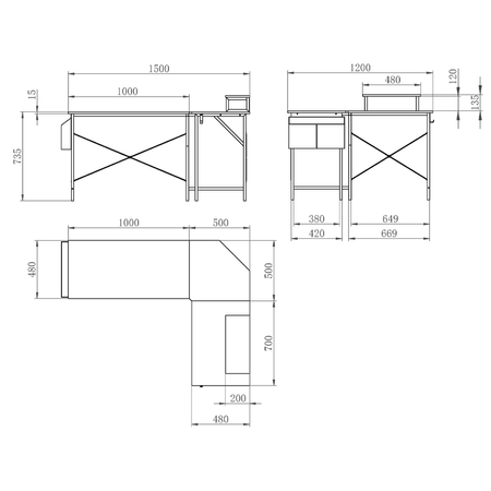Biurko narożne Spacetronik FUNKY FURNITURE 150x120