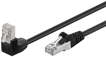 Kabel LAN Patchcord CAT 5e F/UTP CZARNY KĄTOWY 1x90st. 2m