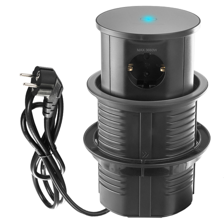 Gniazdo Blatowe z Ładowarka Indukcyjna USB okrągłe Wysuwane Spacetronik SPS-R3D6B V2 - zdjęcie 2