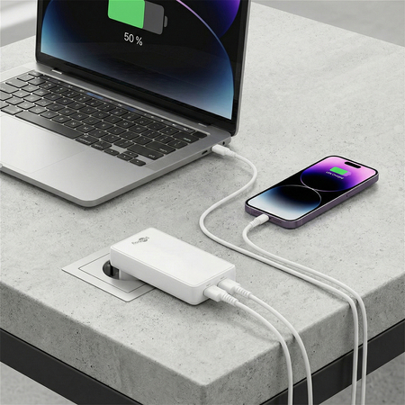 Ładowarka pionowa Goobay 65W 2x USB-C PD biała
