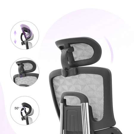 Regulowany Fotel do biurka obrotowy 4D MIRA Szary Outlet B-