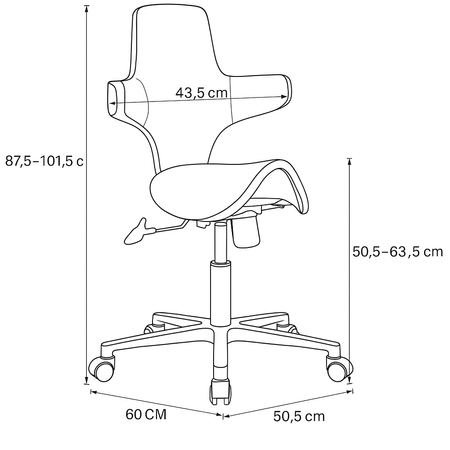 Ergonomiczny hoker regulowany SELLA czarny
