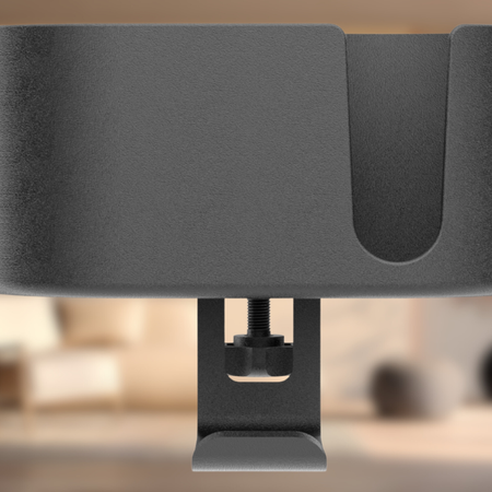 Boczny organizer do biurka na zacisk z uchwytem na kubek czarny