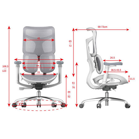 Szary fotel biurowy do ergonomicznego biura - REGULACJA 4D - Spacetronik SPRINGLE 22
