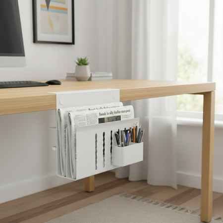 Boczny organizer do biurka na zacisk 30×30×12 cm biały SPB164W - zdjęcie 2