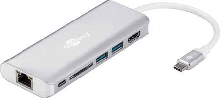 USB-C HDMI 2xUSB3.0 RJ45 SD USB-C Adapter Goobay - zdjęcie 2