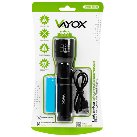 Taktische Taschenlampe Aluminium 20W 800lm VAYOX VA0180