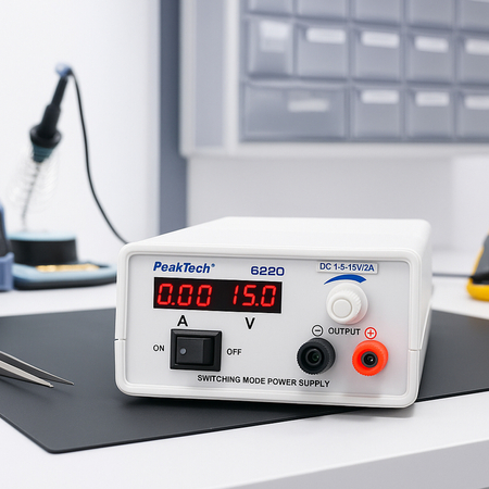 Mini zasilacz laboratoryjny 15V 2A PeakTech 6220 - zdjęcie 2