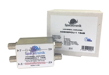Podwójny wzmacniacz liniowy 40-2300MHz Spacetronik A0202PCU-1 +15db