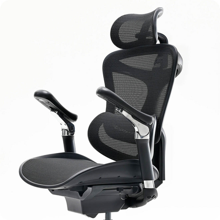Ergonomiczny fotel biurkowy 6D Spacetronik DORIS 40 czarny z regulowanym zagłówkiem i podłokietnikami