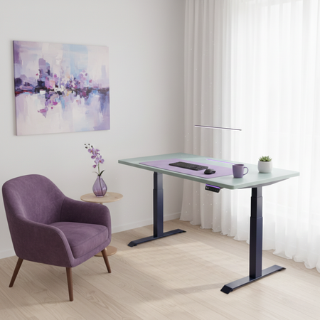 Biurko regulowane Vegard elektryczne dwusilnikowe MDF niebieskie - zdjęcie 2