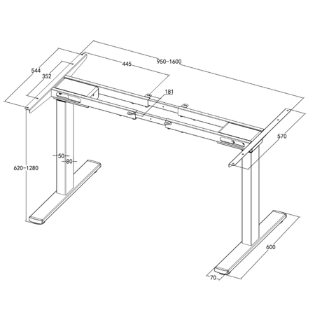 Elektryczny stelaż biurkowy Spacetronik SPE237W z regulacją wysokości