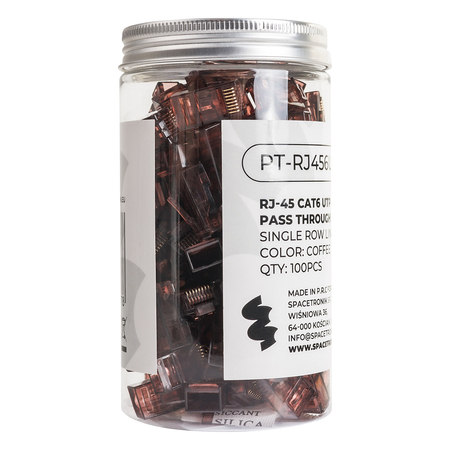 Wtyk sieciowy Pass Through RJ45 przelotowy kawowy CAT 6 UTP PT-RJ456UC-1 100szt