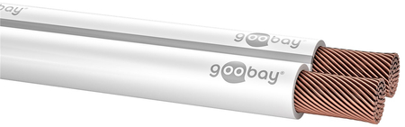 Kabel głośnikowy GOOBAY 2x1,5mm² miedziany CU biały rolka 50m