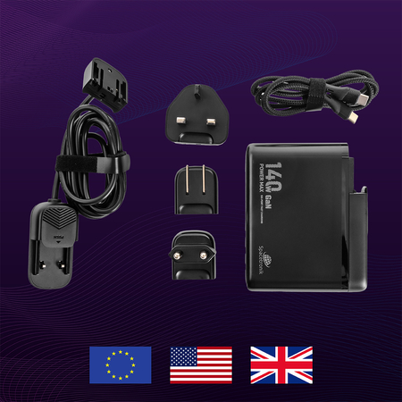 Stacja ładująca GaN 140 W Spacetronik SR103, LED, 6 portów USB (3A3C), PD+QC3.0
