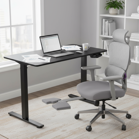 Zestaw ergonomiczny LUMBO 44 + biurko manualne SPE-O113 Moris 120×60 czarne - zdjęcie 2