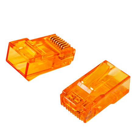 Wtyk sieciowy Pass Through RJ45 przelotowy pomarańczowy CAT 6 UTP PT-RJ456UO-1 100szt - zdjęcie 2