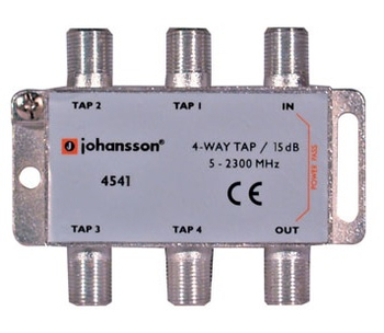 Odgałęźnik antenowy 4-krotny 5-2300 MHz Johansson 4541 15dB