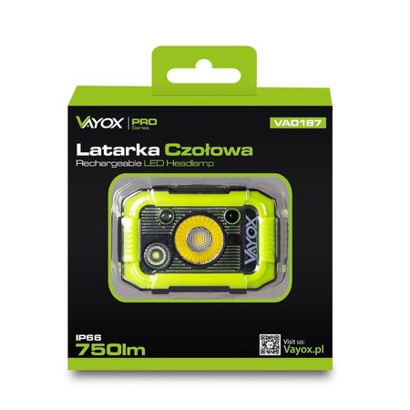 Latarka czołowa akumulatorowa 750lm CREE SMD Heavy odporna Vayox VA0187