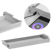 Under-Desk Storage Drawer USB Ports Large Black