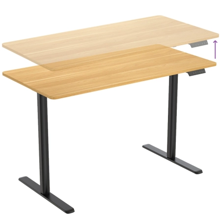 Regulowane biurko z elektryczną zmianą wysokości OUTLET Spacetronik Moris SPE-O121, 120x60, Czarny stelaż, Jasne drewno blat