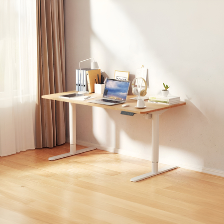Spacetronik Moris elektrischer Schreibtisch SPE-O121 120x60, Gestell schwarz, Platte helles Holz