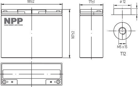 Akumulator LFP LiFePO4 12.8V 24Ah T12
