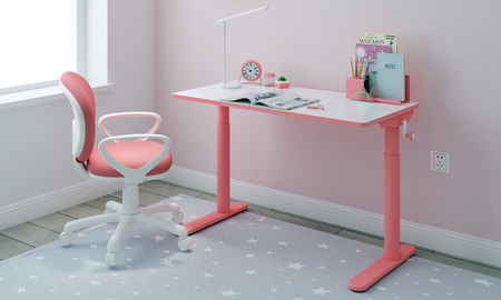 Biurko dziecięce z korbą Spacetronik XD 80x60 cm (różowe) OUTLET
