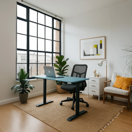 Stelaż elektryczny Spacetronik SPE-222OB Vegard + blat MDF premium niebieski