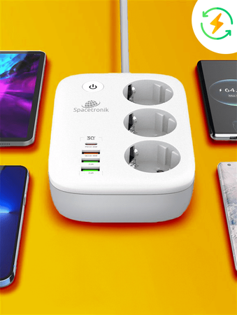 Inteligentna listwa zasilająca Spacetronik SL-PS27 z 3 AC 4 USB