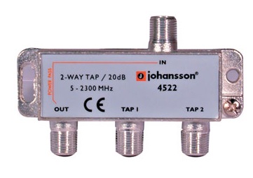 Odgałęźnik antenowy 2-krotny 5-2300 MHz Johansson 4522 20dB