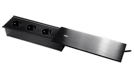 Gniazdo blatowe rozsuwane czarne 3x 230v Spacetronik SPS-S33B