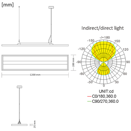 Lampa wisząca do biura LED GLOW D24 7200 lm Czarna