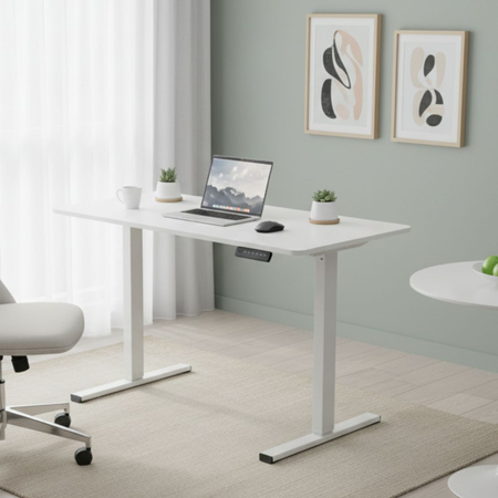 Biurko Elektryczne Białe 100x60 SPEO125WW Kompaktowe i Stylowe - zdjęcie 2