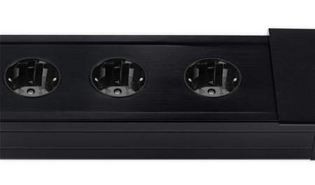 Gniazdo blatowe rozsuwane 3x Schuko do biurka mebli Spacetronik SPS-S33B V2