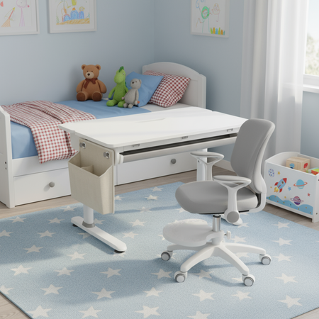 Zestaw: biurko regulowane SPEX108WG + ergonomiczne krzesło dla dziecka - zdjęcie 2
