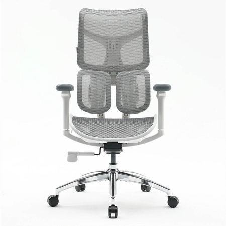 Szary fotel biurowy do ergonomicznego biura - REGULACJA 4D - Spacetronik SPRINGLE 22