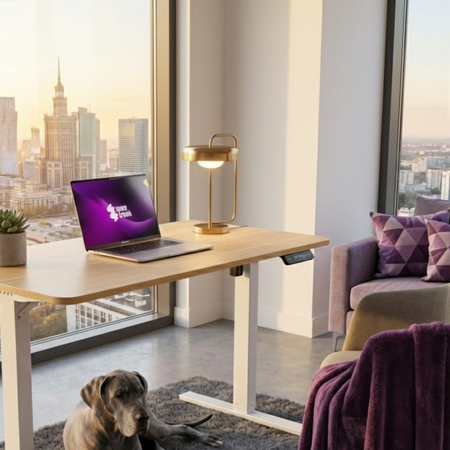 Biurko Elektryczne 120x60 SPEO125WO Drewniany Blat Regulacja Wysokości - zdjęcie 2