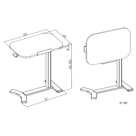 Stolik regulowany 90° Buddy 18 Ciemne drewno Outlet C+