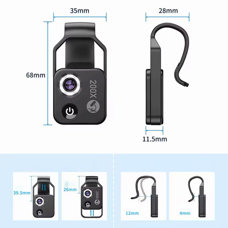 Digitales Mikroskop-Objektiv für Handy 200x LED