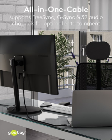 DisplayPort DP 1.4 8K Kabel Goobay Plus TEXTIL 3m