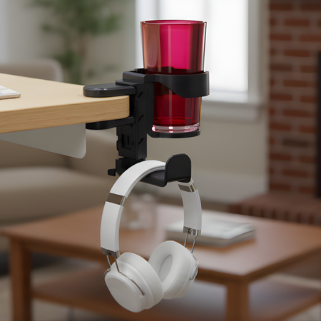 Wieszak Uchwyt na Słuchawki 3w1 SPB-027B z Uchwytem na Kubek