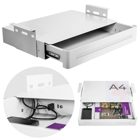 Szuflada pod biurko USB Spacetronik SPB144 Biała Outlet A+ - zdjęcie 2