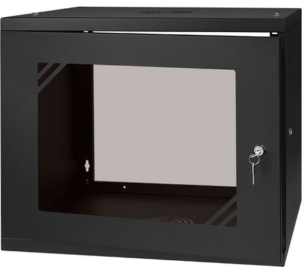 Szafa RACK 19'' 9U 450mm CZARNA Szklane drzwi - zdjęcie 2