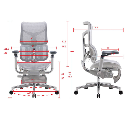 Rozkładany, szary fotel biurkowy do ergonomicznego biura Spacetronik SPRINGLE 66