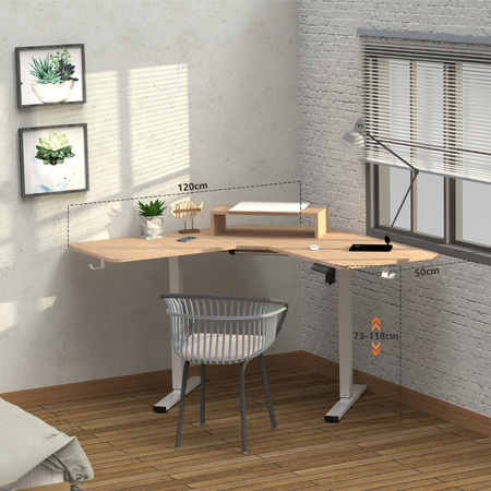 Biurko narożne regulowane SPEL112WL  Spacetronik 120x50 cm jasnedrewno